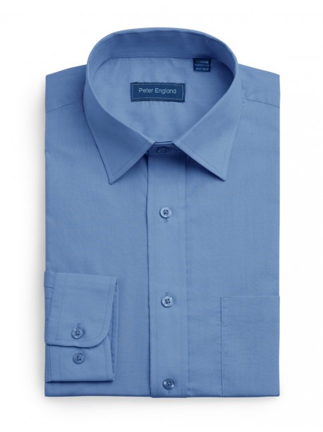 Peter England Plain Pride Shirt Cobalt