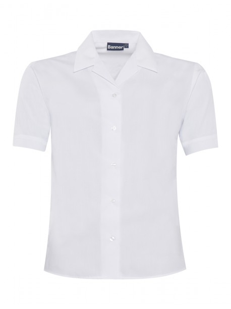 White Short Sleeved Rever Collar Blouse TWIN PACK