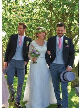 Black Herringbone Tail Suit