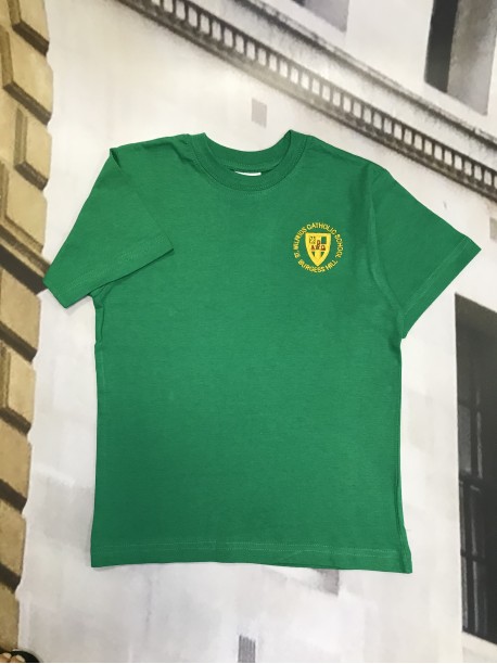 St Wilfrids Green PE T Shirt with School Logo
