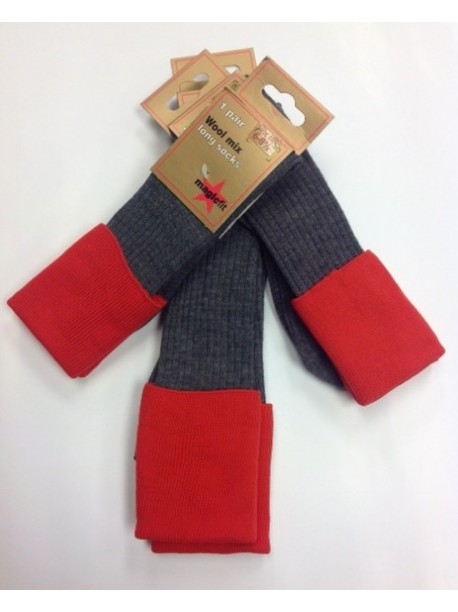 Sompting School Socks Grey/Red Top
